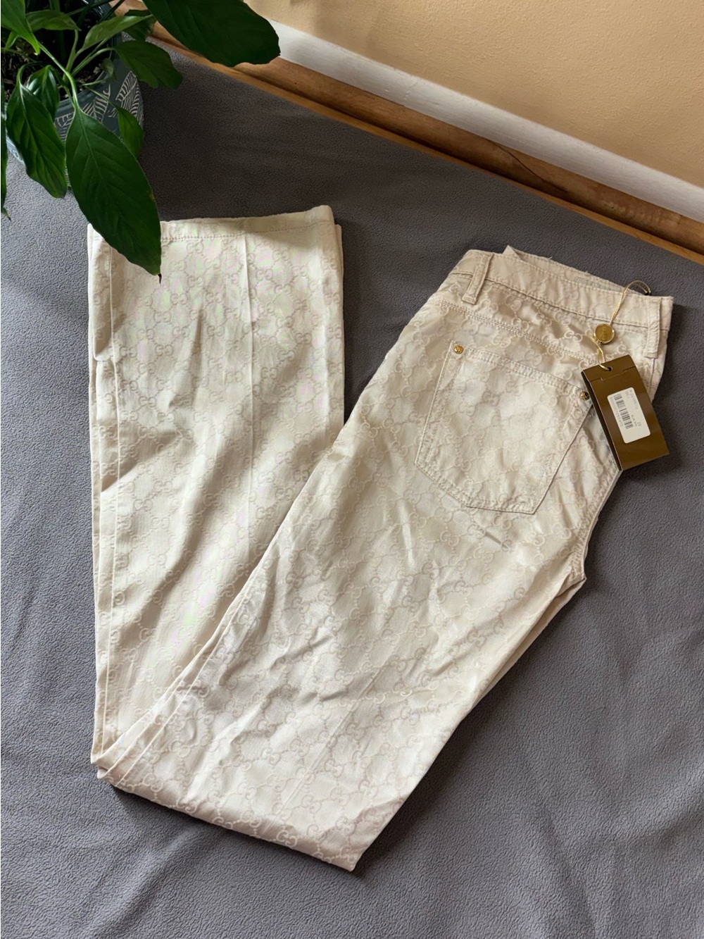 Gucci GG Monogram Jacquard Low Rise Slim Flare Pants NWT Size 29
